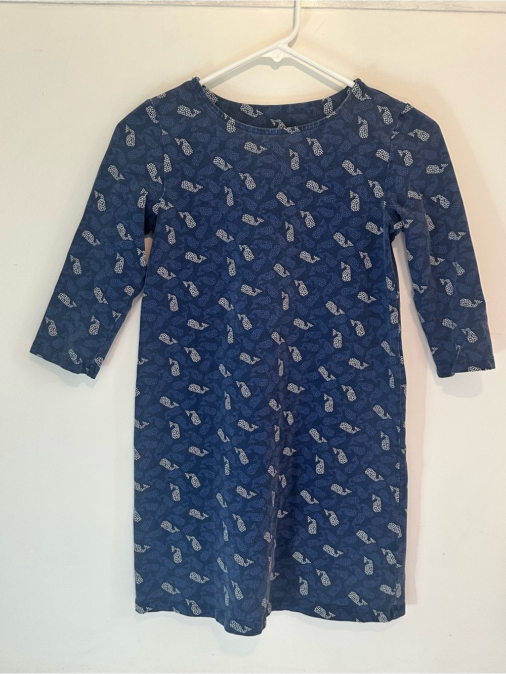 Vineyard Vines Navy Blue Whale Print Kids Casual Dress Girls size 14